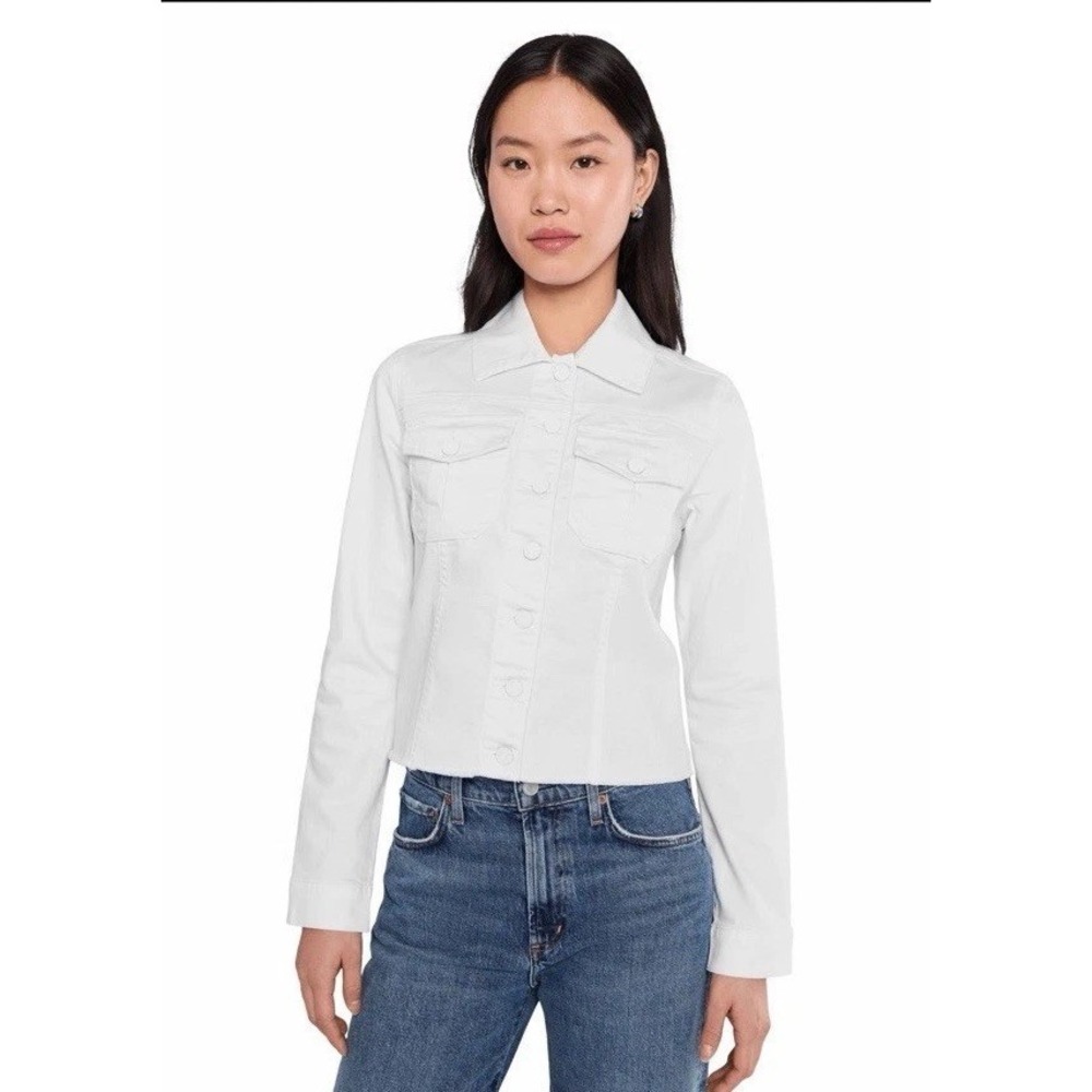 BNWT KUT from the Kloth Kara Jacket OPTIC White Button STRETCH Pockets L $89